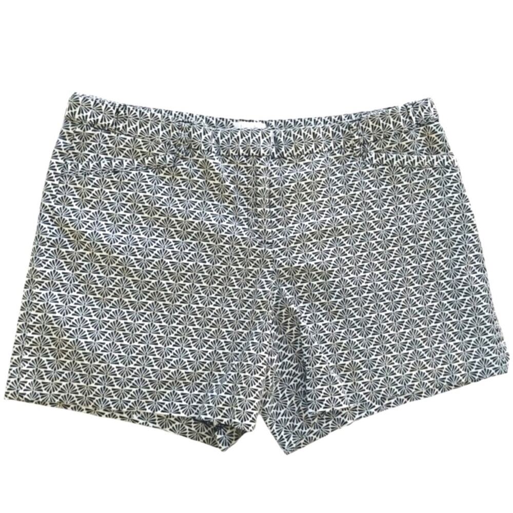 Laundry by Shelli Segal Fan Print Shorts in Black and White 14 EUC